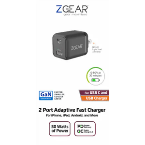 ZGear 2 Port Adaptive Fast Charger 30 Watts 
