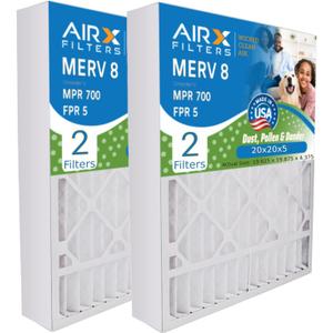 AIRX FILTERS WICKED CLEAN AIR. 20x20x5 Air Filter MERV 8 Compatible with Honeywell FC100A1011 Furnace Filter 2 Pack