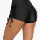 Bonneuitbebe Women's Swim Shorts High Waist Swimsuit Bottoms Adjustable Side Tie Bathing Suit Boyshorts Bikini Board Shorts Black, Medium