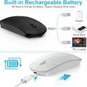 Normdecos Mouse for MacBook Wireless Bluetooth Mouse Laptop MacBook Air Mac Pro Rechargeable Silent PC iPad Optical Mice with Dual Mode Switch Bluetooth 5.2/3.0 and 2.4GHz USB Type-C Receiver Black