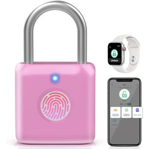 Pothunder Fingerprint Padlock, Locker Lock, Combination Lock, Fingerprint Lock with APP Unlock, USB Rechargeable, Suitable for Gym Locker, Door, Locker