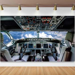 7x5ft Aircraft Cockpit Backdrop Airplane Sky Flying Photography Background Upper Air Flight Pilot Kids Flight Theme Party Decor Portrait Photography Studio Photo Background Props BJDWKI120