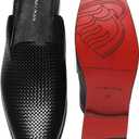 ELANROMAN Men's Backless Loafers Black Genuine Leather Mules Slippers Slip on Shoes (8)