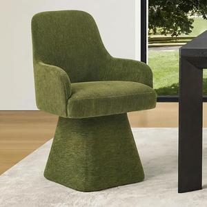 KISLOT Swivel Dining Chairs Set of 1, Mid Century Modern Chairs Fabric Upholstered Armchair with Armrest & Ergonomic Backrest for Dining Room, Kitchen, Bedroom, Living Room, Green