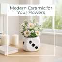 Decorative Ceramic Dice Flower Pot for Home Decor - Modern Planters Pot for Indoor and Outdoor Styling - Versatile Garden Plant Pots for Living Room or Creative Plant Stand Indoor - 6", White & Black