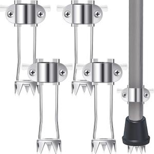 4 Pcs Cane Tips for Ice Retractable 5 Prong Hiking Attachment Replacement Grip Crutches Accessories Crutch Tips Accessories Cane Ice Attachments for Walking Sticks, Trekking Pole, Crutch (White)