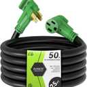 RVMATE 50 Amp 25 Feet RV/EV Extension Cord, Easy Plug in Handle, 14-50P to 14-50R with LED Indicator, ETL Listed, Come w/Storage Bag and Plastic Strap