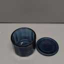 KooK Glass Salt Cellar, with Lid, Embossed Pressed Glass, Clear Storage Container, for Coffee, Sugar, Spices and Candies, Hand Wash Only, 10 oz, (Navy Blue)