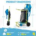 2-in-1 Beach Cart with Big Wheels for Sand, Folding Utility Wagon with Chair Holder, Cooler Bag, Mesh Storage, 4 Cup Holders, Umbrella Rack, Supports 100 lbs for Beach Camping Shopping, Palm Print