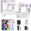Magicfly Mini Sewing Machine with Extension Table, Dual Speed Portable Sewing Machine for Beginners with Light, Sewing Kit for Household Use, White