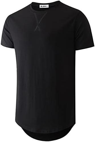 KLIEGOU Mens 100 Cotton Hipster Hip Hop Longline Crewneck T-Shirt Pre - Shrunk, Small