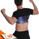 Sauna Shirt for Men,Heat-Trapping Short-Sleeve Sweat Suit, Compression T-Shirt,Body Shaper Vest for Gym Exercise (Small, Black(blue Inside))