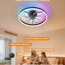 Smart Ceiling Fan with Light, 20'' Low Profile Ceiling Fan for Bedroom, RGB Ceiling Fans Works with Alexa, 4CCT Dimmable Modern Flush Mount Ceiling Fan with Music Sync&66 DIY Color Scenes,Black