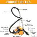 Hoteche 800W Canister Vacuum 2.5L Powerful & Quiet Cleaner for Hard Floors, Carpets & Pet Hair