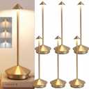6 Pack Cordless Table Lamp, 3 Color Stepless Dimmable, Gold
