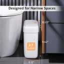 MOPALL Small Bathroom Trash Can with Lid, 2.6 Gallons / 10 L Slim Plastic Garbage Bin with Pop-Up Lid, Mini Waste Basket Can Dog Proof for Kitchen, Bedroom, Office, Laundry, Toilet, Rv, White