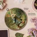 FUGWN Vintage Easter Bunny Round Wall Art Decor Framed, Rustic Farmhouse Bunny Canvas Artwork Prints, Cottagecore Landscape Rabbit Wall Hanging Decorations for Home Bedroom Living Room, 10x10 Inch