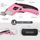 VLOXO Cordless Electric Scissors Cardboard Cutter with 2 Type Blades Rechargeable Powerful Shears Cutting Tool for Fabric Electric Box Cutter Leather Felt with Charger & Storage Box-Pink