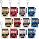 Panelee Slot Machine Keychain Bulk Las Vegas Keychains Mini Casino Kawaii Decoration for Las Vegas Carnival Party Gifts (Red, Gold, Blue, Silver)