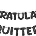 Fulmoon Pre Strung Congratulations Quitter Glitter Banner Funny Retirement Banner Graduation Party Decorations Going Away Supplies Garland for Men Women Gifts, No DIY(Black)