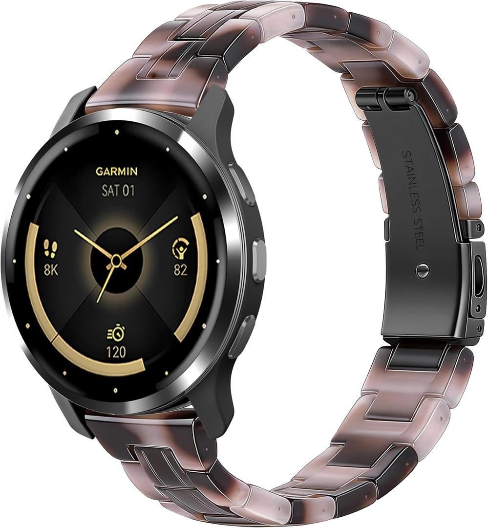 18mm Resin Watch Band Compatible with Garmin Venu 4 41mm/Vivoactive 4S/Vivomove 3S/Venu 3S/Venu 2S, Lightweight Bracelet Strap for Forerunner 265S/255S/255S