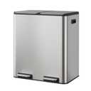 WLIVE 2 x 8 Gallon / 2 x 30 Liter Dual Trash Can, Stainless Steel Double Compartment Classified Kitchen Trash Can, with Plastic Inner Buckets, Handles, Soft-Close Lid, Deodorizing Filter Box, Silver.