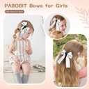 5 x 2PCS Hair Bows for Girls White Bowknot Hair Clips BarrettesLeather Bows with Long Tail Hair Accessories for Girls Toddlers Teens Kids