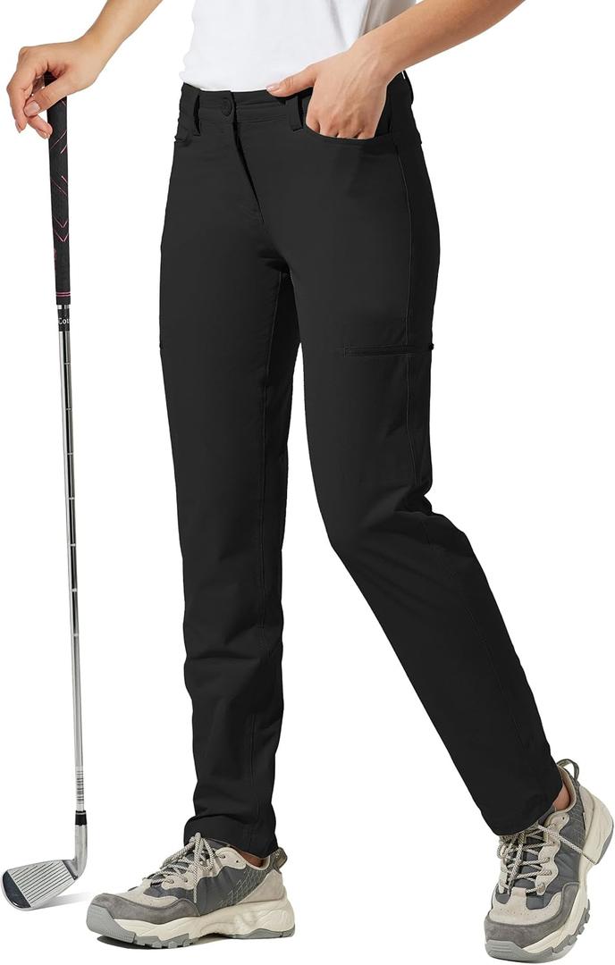 Willit Women's Golf Pants Hiking Cargo Pants Quick Dry Lightweight Outdoor Casual Pants Water Resistant (16, Deep Gray)
