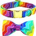 Rainbow Dog Collar, Rainbow Stripes Collar for LGBT Pride Month Holiday Dog Collar Girl or Boy Adjustable Collar for Small Medium Large Dogs (Small (Pack of 1), Rianbow)