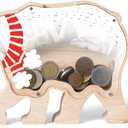 Wooden Bear Piggy Bank for Kids, Polar Bear Piggy Bank with Acrylic Panels, Unbreakable Toddler Money Box for Boys Girls, Cute Saving Coin Jar for Home Dcor, Birthday, Easter Gifts for Kids (Large)