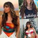 AISI QUEENS Brown Wig with Bangs for Women Long Wavy Hair Wig Brown Highlight Wig Curly Wavy Synthetic Wigs for Girls Daily Party Use