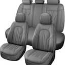 Car Seat Covers Full Set, 5 Seats Comfortable Faux Leather Seat Covers for Cars, Waterproof Automotive Seat Covers, Luxury Universal Fit Seat Covers for SUV, Sedans, Pick-up Trucks (Gray) (Grey)