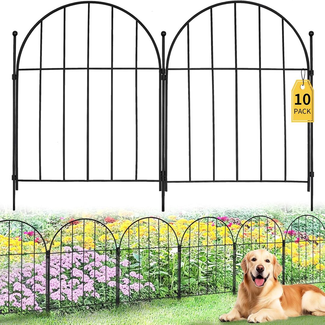 10PACK Garden Fence,11FT(L) x17inch(H) Metal No Dig Fence Animal Barrier Fence,Heavy Duty Rustproof Arched Flower Bed Edging Ornamental Wire Border Panel,Decorative Fence for Yard Patio Outdoor Decor