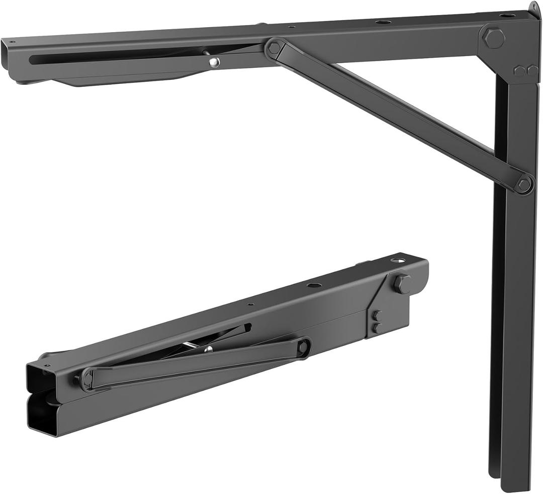TORACK Heavy-Duty 18 inch Folding Wall Shelf Brackets, Space-Saving Collapsible Shelf Brackets for Garage, Kitchen, Laundry, 550 lbs Capacity, Wall-Mounted Support Hinges for Workbench/Table