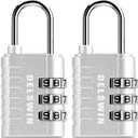 3-Digit Small Combination Lock for Locker - 4 Pack Resettable Luggage Locks for Travel Backpack Suitcase - Gym Employee Locker Lock Combo Padlock (Sparkling Silver)