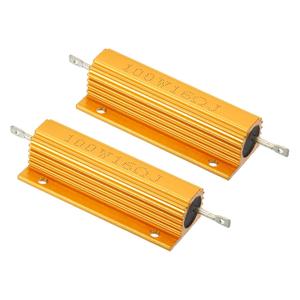 PATIKIL 100W 16 Ohm Aluminum Shell Resistor, 2 Pack Aluminum Housing Resistor Housed Case Wirewound Resistors Screw Tap Power Resistor, Golden
