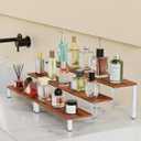 Wooden Display Stand Riser, 3 Tier Perfume Organizer Stand Cupcake Stand Holder, Tiered Display Stand Risers Display Shelf for Home and Shop (White, 4 pcs)