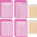 2 x 4 Bridal Shower Game Set, Four Fun Wedding Games with Answer Sheets and Pencil Activity Accessories, Perfect for 90's Bride and Groom Bachelorette Party Wedding Favors, 62 Pieces (Light Pink)