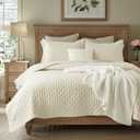 Bedsure Quilts Queen Size - Cream Bedspread Queen Size & Lightweight Comforter, Modern Cottage Coverlet with Clover Pattern, Ultra Soft All-Season Bedding, 90 x 96 Inches | Stitch-Free Quilting, Ultra Soft, Lightweight, Machine Washable, Pet-Friendly