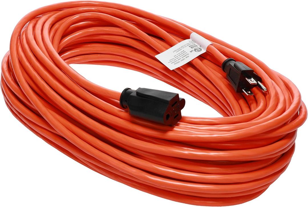Otimo 100 Ft 16/3 SJTW Orange, Outdoor Extension Cord - 3 Prong Ground Plug, 10A 1250W, Water & Weather Resistant, Flame Retardant