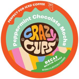 Crazy Cups Decaf Flavored Coffee Pods, Peppermint Chocolate Mocha, Decaffeinated Coffee for Keurig K Cups Machines, Hot or Iced Coffee, Decaf Coffee in Recyclable Pods, 22 Count (Pack of 1), Best By 12/09/2026