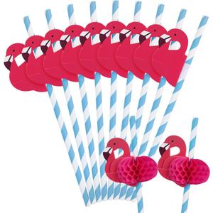 5 x HANSGO 50PCS Flamingo Straws, Flamingo Paper Drinking Straws for Tropical Luau Pool Party Supplies Table Decor Birthday Wedding Tableware Decoration