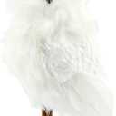 Decorae Fake Stuffed Owl Figure, 11-Inch Tall Bird for Craft, Halloween Prop or Christmas Tree Topper Use