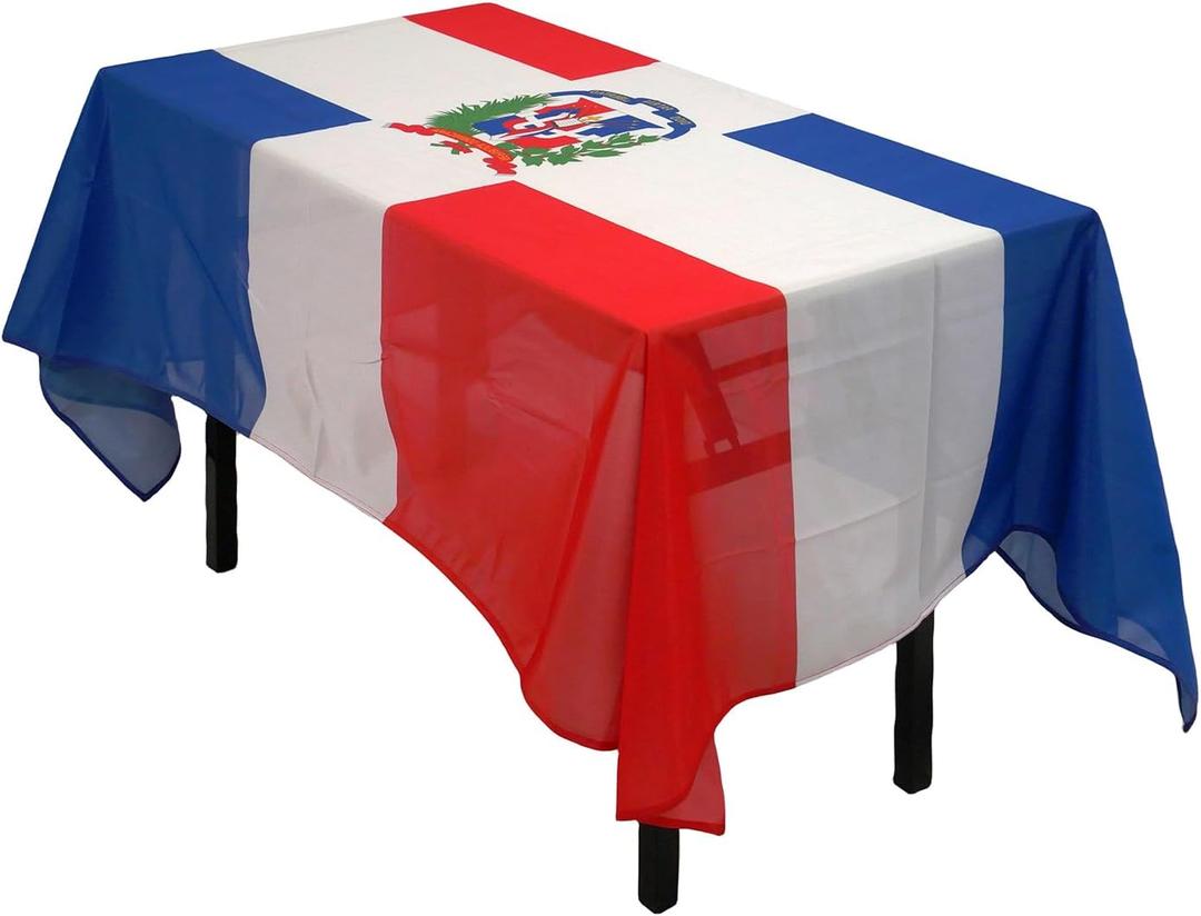 Dominican Dominicans Flag Tablecloth,Rectangular Tablecloth Fade-Resistant Washable National Flag Tablecloth, Suitable for Kitchen Dining Family Gatherings and Outdoor Events,Home Decoration.