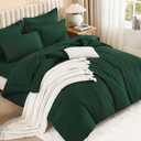 Litanika Queen Comforter Set Dark Emerald Green - 7 Pieces Bed in a Bag Queen Bedding Comforter Sets, Solid Lightweight Bed Set with Comforter, Sheets, Pillowcases & Shams
