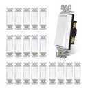 AIDA Matte White Single Pole Decorator Light Switch, 15Amp, 120/277V, Decorative Paddle Rocker Switch Replacement, Electrical Wall Switch,Residential/Commercial Grade, UL/CUL (20 Pack)