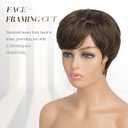 FESHFEN Pixie Cut Wigs Synthetic Short Brown Pixie Haircut Wig with Bangs Glueless Layered Wig Wavy Wigs for Women