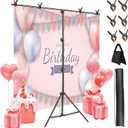 iMounTEK T-Shape Backdrop Stand, 56.5FT Photographic Studio Party Background Adjustable Stand Kit, Photo Backdrop Stand with 6 Spring Clamps Sandbag Carry Bag for Party Wedding Studio Photography