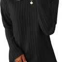 ZESICA Long Sleeve Shirts for Women Crewneck Casual Loose Tunic Tops Lightweight Basic Tee Fashion Clothes (Black, M)