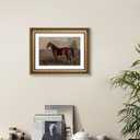 ARPEOTCY Vintage Gold Framed Horse Wall Art, Bedroom Bathroom Living Room Classic Horse Picture Wall Decor, Canvas Prints, Antique Picture Frame Rustic Paintings Home Farmhouse Decor, 11x14 Inch